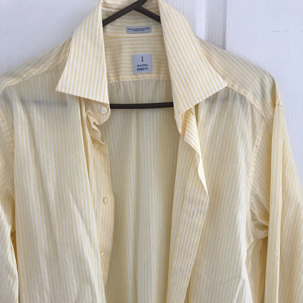 Men’s yellow banker striped dress shirt